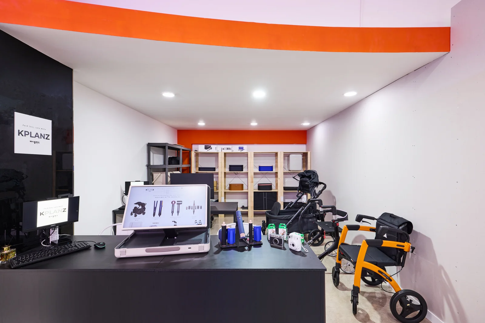 Equipment on display inside the KPLANZ rental shop